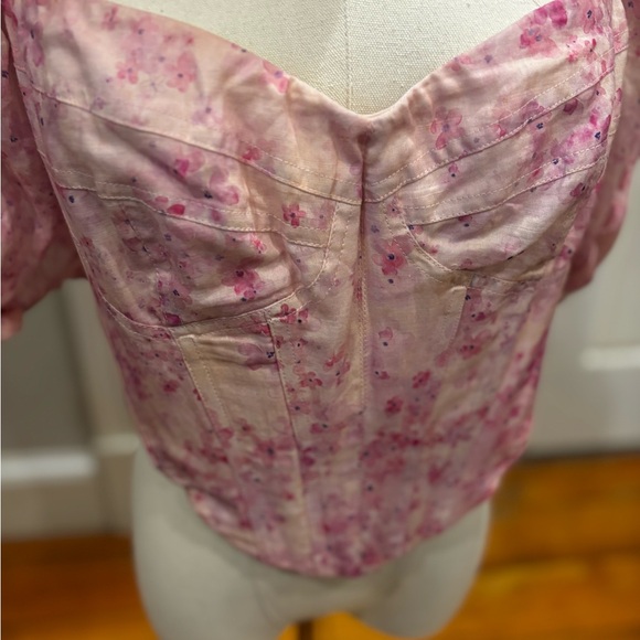 Bardot Pink Floral Puff Sleeve Blouse - Picture 3 of 8